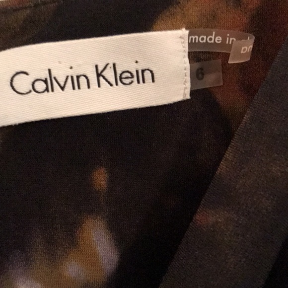 EUC CALVINKLEIN BELT WAIST SLEEVELESS DRESS FRONT PLEAT NECK& DRAPE BOTTOM  S6 - Picture 9 of 9